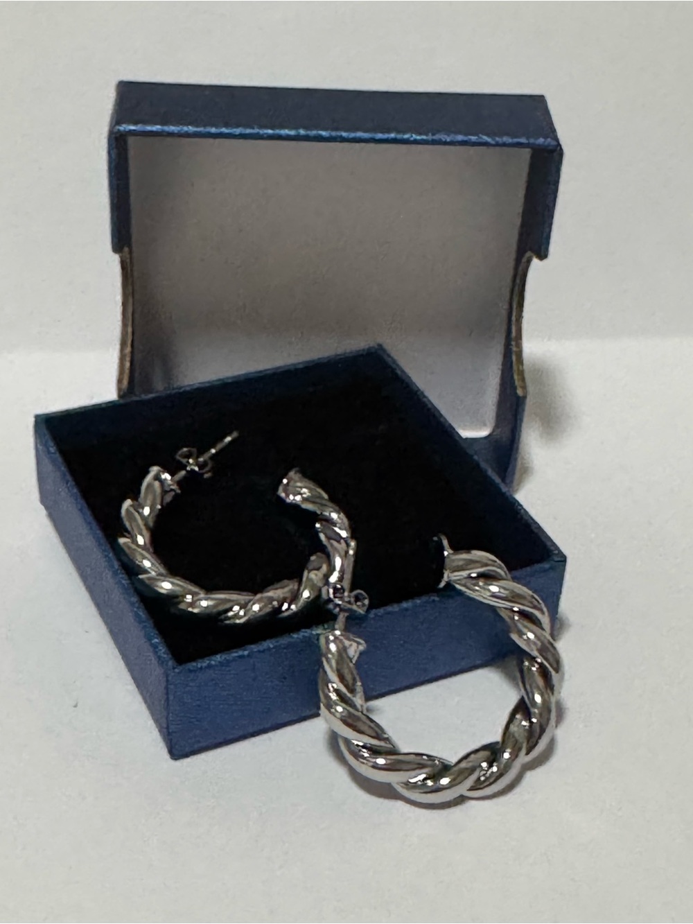 Silver Twisted Hoop Earrings - Women Jewelry